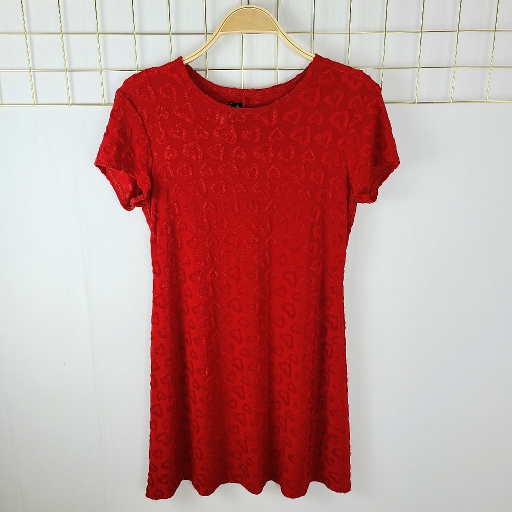 All that Jazz Cherry Red Heart Velvet Burn Out Romantic Goth USA Vintage Dress
